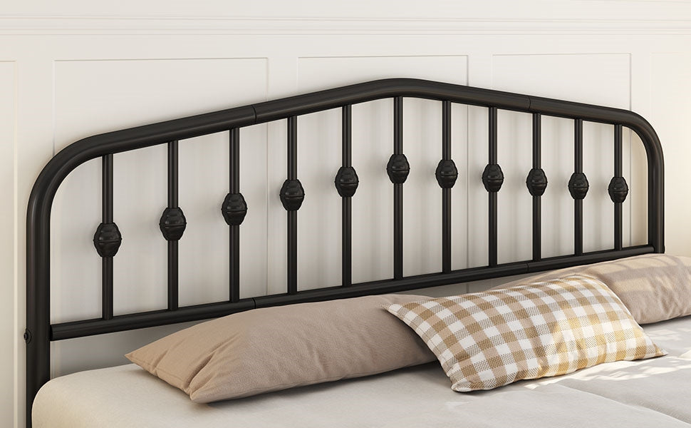 Costoffs Cadre de Lit Double en Métal Moderne - Avec Sommier à Lattes Métalliques - Espace de Rangement Sous-lit - Idéal pour Chambre, Dortoir ou Appoint - Style Industriel Intemporel