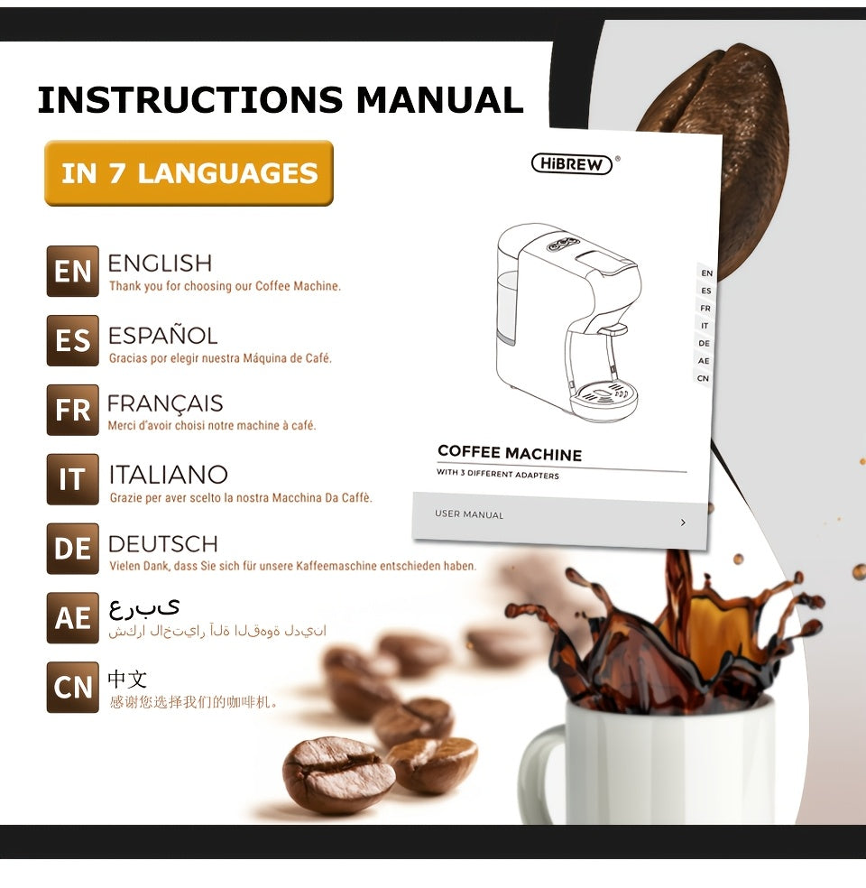 HiBREW Machine à café 4 en 1 à capsules multiples infusion chaude/froide DG Cappuccino Nes pour petites capsules ESE Pod et café moulu, cafétéria 19 bars H1A