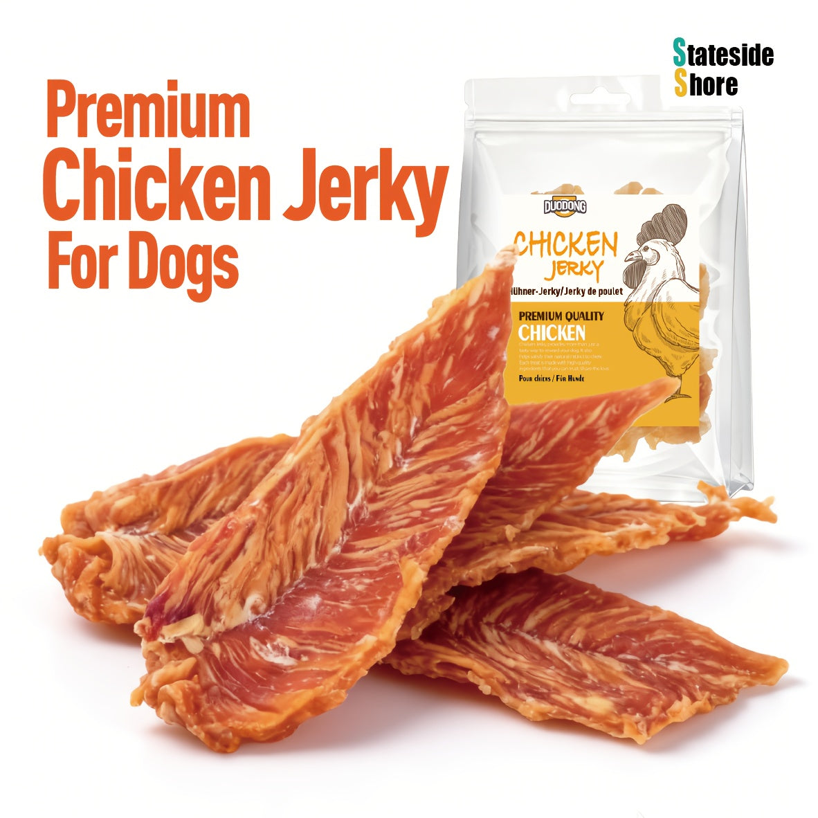 Fourrages pour Chiens en Steak Séché de Véritable Poitrine de Poulet Adaptés à Toutes les Races - Snacks Sans Céréales, Sans Cuir Cru, Riches en Protéines et Faibles en Matières Grasses avec à Mâcher Poitrine de Poulet, Récompenses d'Entraînement Digestib
