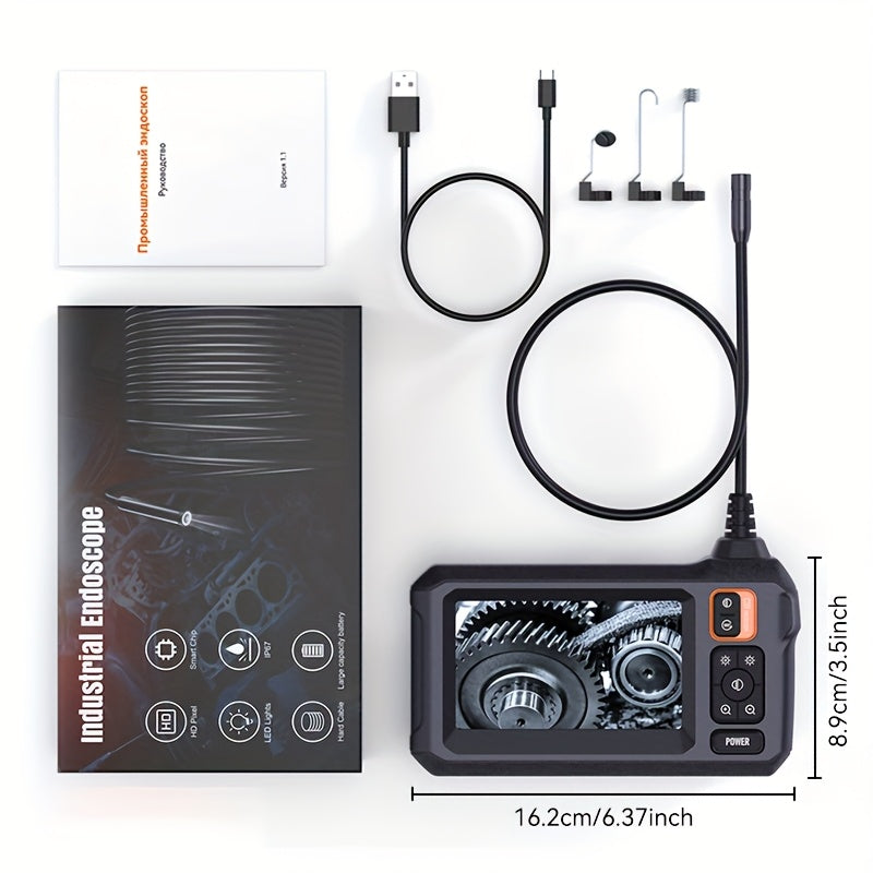 Caméra endoscopique industrielle IPS de 4,3 pouces, objectif unique HD1080P 8 mm, lithium rechargeable 2000 mAh, caméra d'inspection de tuyaux pour réparations automobiles