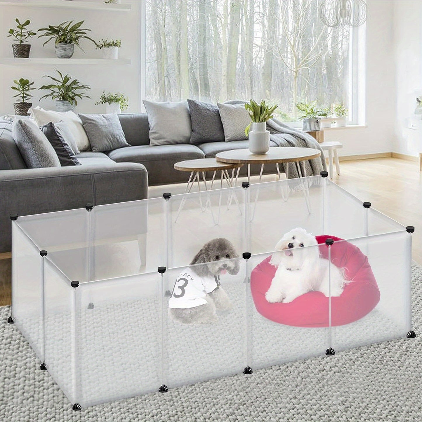Enclos extensible en plastique de 145x75x48 cm pour lapins en liberté, parc pour petits animaux pour lapins, hamsters, chiots et chatons (avec/sans porte)