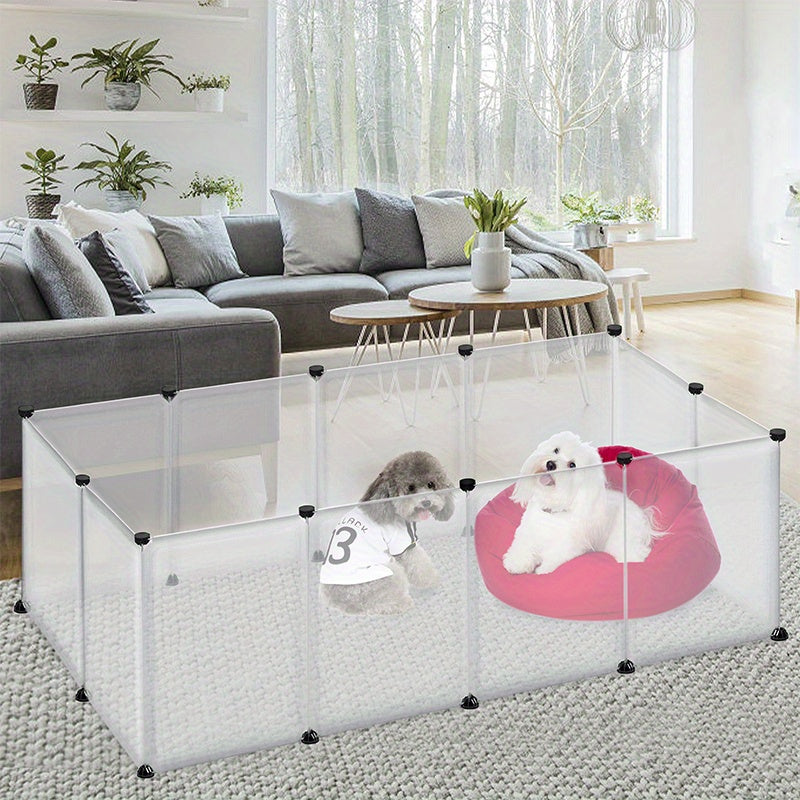 Enclos extérieur pour lapins, enclos intérieur en plastique à monter soi-même, enclos extensible pour petits animaux, cochons d'Inde, hamsters, 145 x 75 x 48 cm, blanc (avec/sans porte)