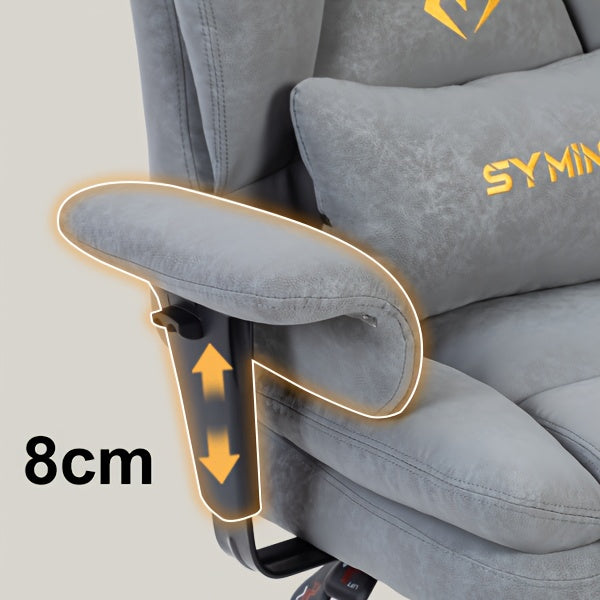 Fauteuil de gaming SYMINO, chaise de bureau ergonomique en cuir PU avec support lombaire - Fauteuil de bureau d'ordinateur inclinable pour adultes, siège de jeu vidéo style course (hauteur et appui-tête réglables)