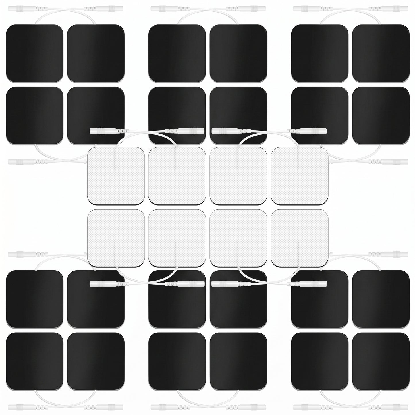 31PCS d'Électrodes Réutilisables pour Appareils TENS & EMS, Coussinets en Gel de Rechange avec Connecteur de 2mm, Compatibles avec la Plupart des Équipements de Stimulation Musculaire, Électrodes en TPE