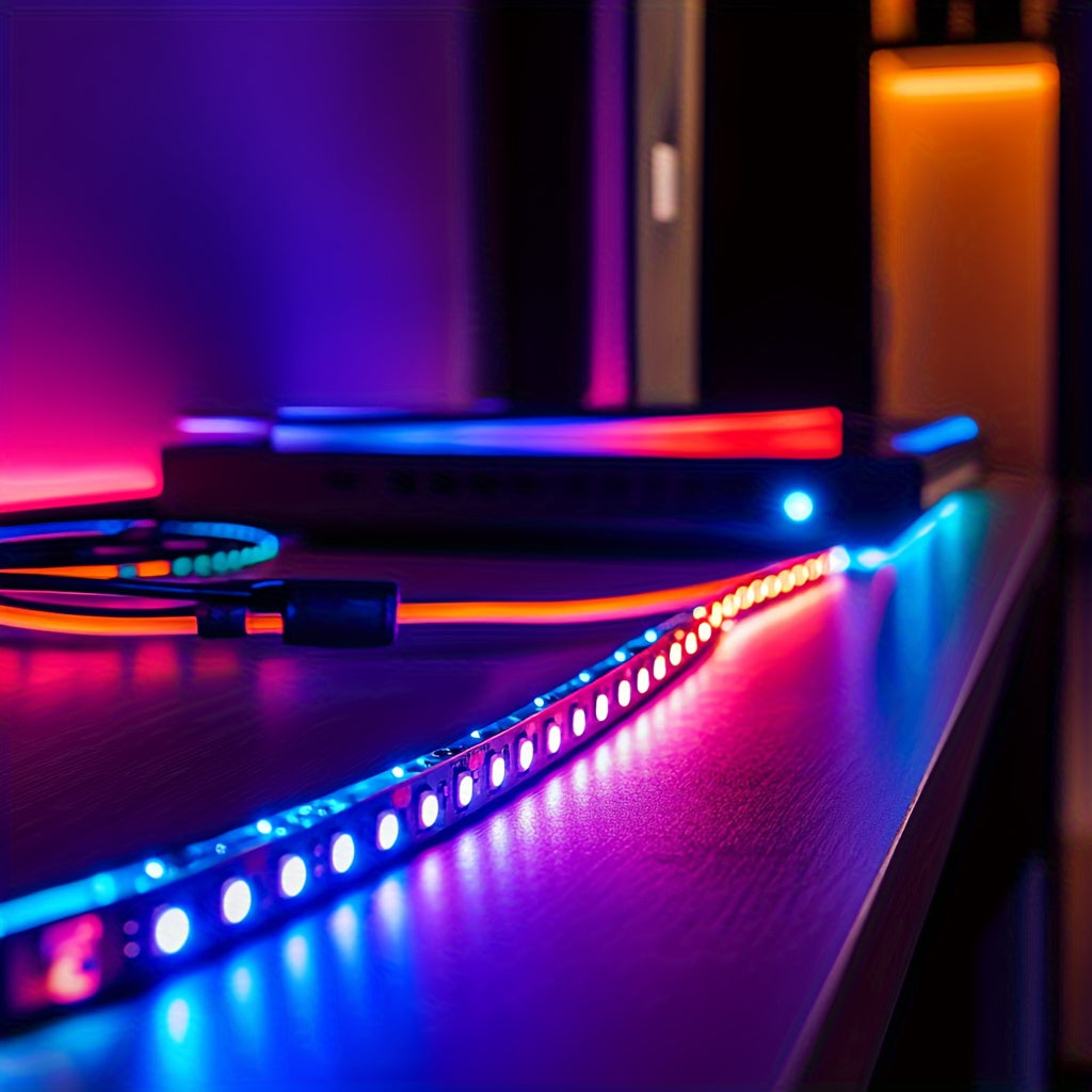 Bandeaux lumineux LED intelligents pour chambre, lumières LED RVB avec application et télécommande, lumières changeantes de couleur pour décoration intérieure, fête, bande lumineuse de décoration de fêtes, cadeaux de Thanksgiving, décoration de Noël