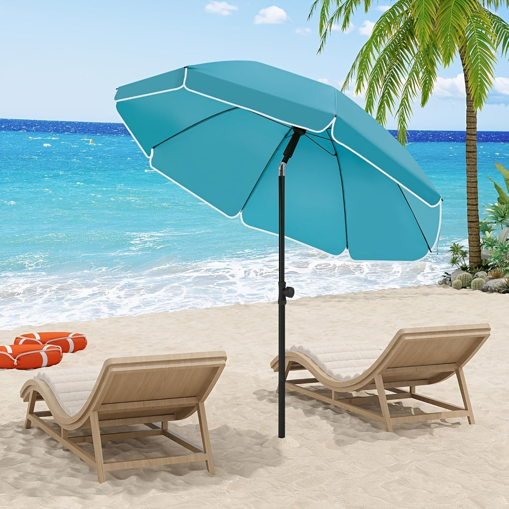1 parasol de plage, parasol de balcon, protection UV, parasol à 8 baleines, stable, réglable, pliable à 45°, poids 180G/M², bloque efficacement les rayons UV, portable, compagnon idéal pour les voyages de camping et les journées à la plage