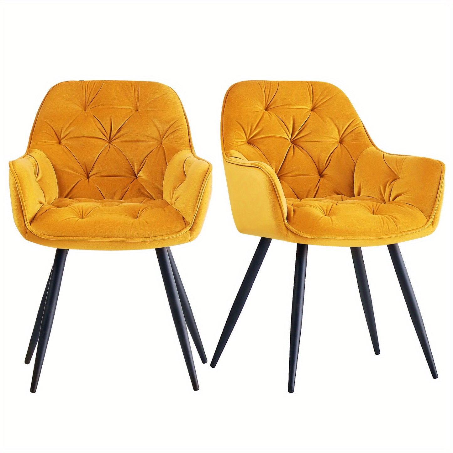 Lot de 2/4/6 Chaises de Salle À Manger Avec Assise Rembourrée En Velours Épais, Pieds En Métal, Accoudoirs Et Dossier ; Chaise D'Angle Pour Salon Ou Pièce À Vivre