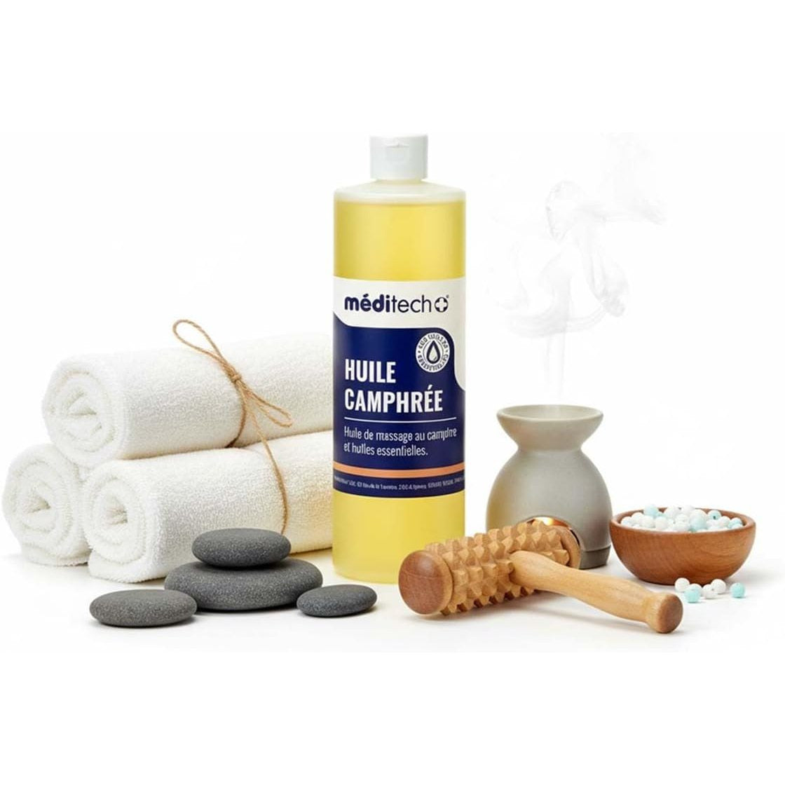 Huile de massage camphrée 500ml pour soulagement des douleurs musculaires articulaires à base d'extraits de plantes et d'huiles essentielles 100% naturels