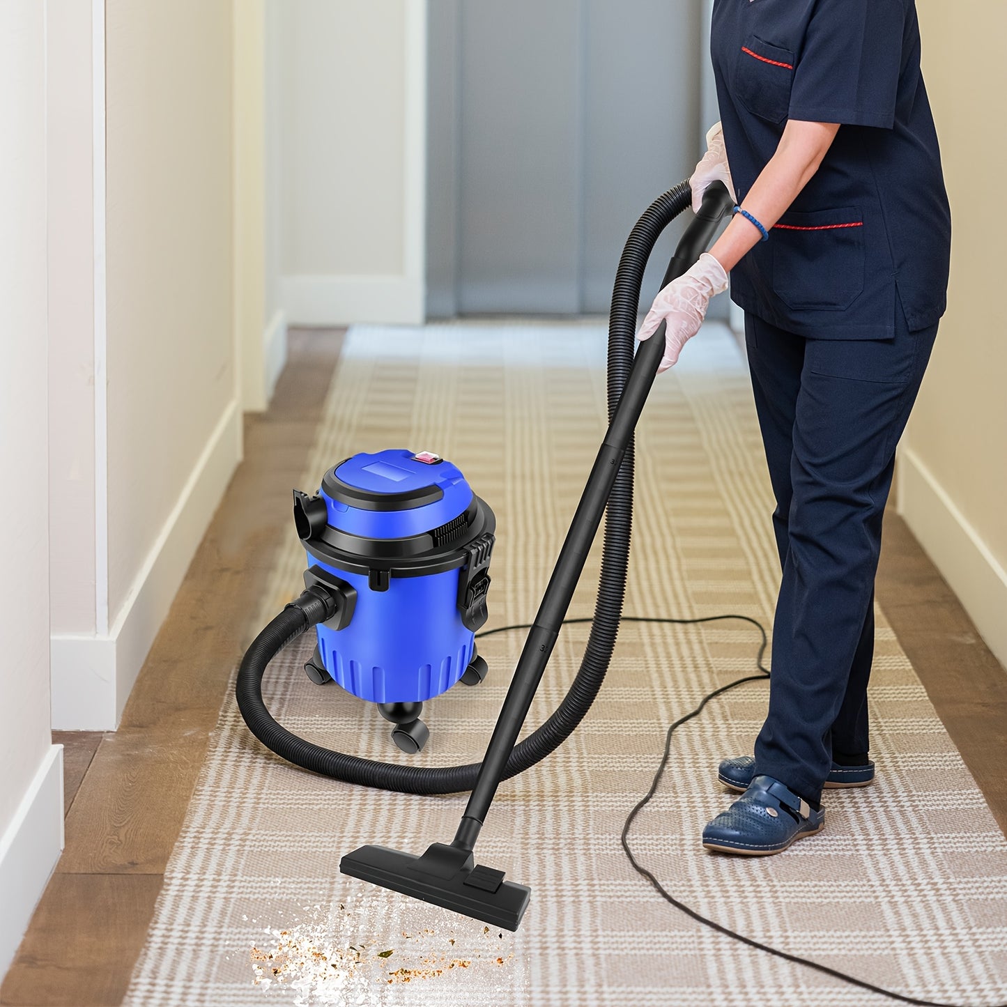 Aspirateur 3-en-1 pour sols secs et humides, extracteur de poussière industriel avec moteur puissant, fonction de soufflage, réservoir de 15L, prise d'énergie et filtres HEPA lavables, pour atelier domestique et usage professionnel