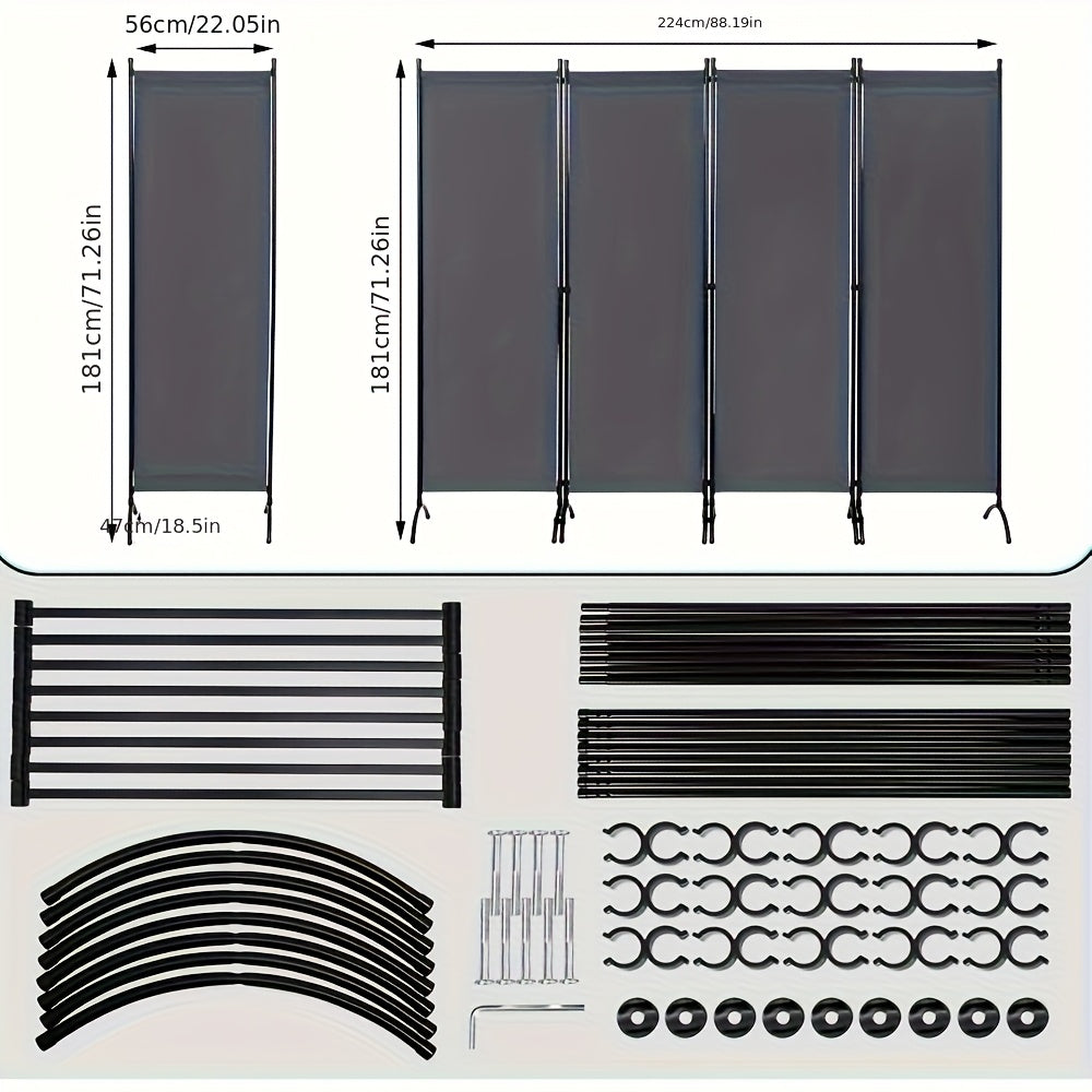 1 pièce, Séparateur de pièce, Autoportant, Pliable, Conception à quatre panneaux, Écran d'intimité, Convient pour une utilisation intérieure et extérieure, Robuste et durable, Réglable, Confortable et élégant, Facile à assembler et à démonter