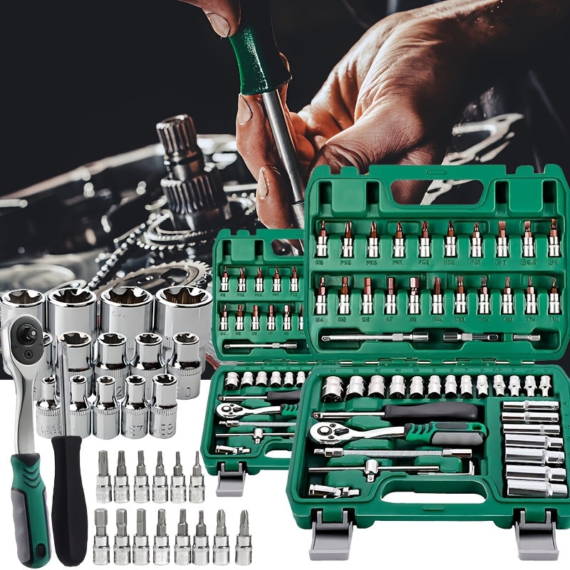 Lot de 187 pièces, ensemble d'outils mécaniques pour réparation automobile et vélo, clés à cliquet 1/2" x 1/4" et 3/8" de qualité course professionnelle, kit d'outils pour la maison, cadeau parfait pour la fête du Travail