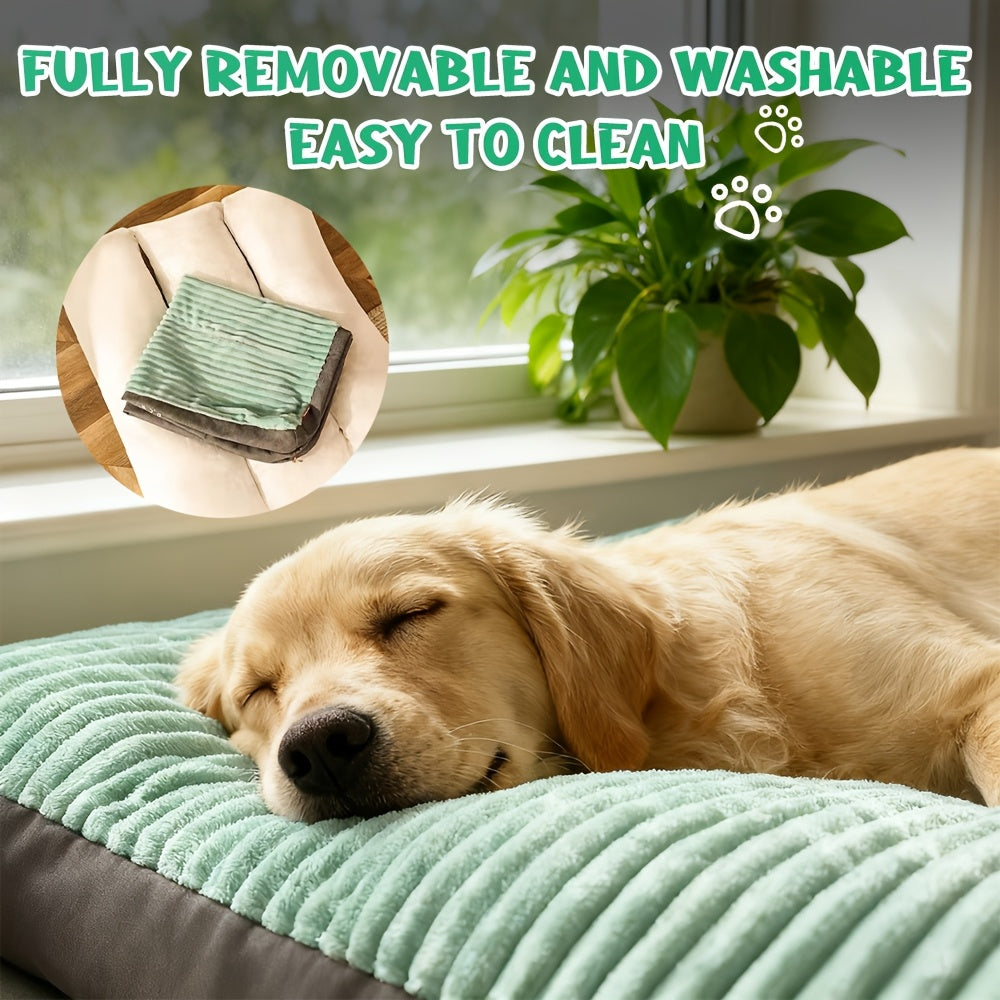 1 tapis rayé pour animaux de compagnie, un lit durable pour chien adapté à toutes les tailles avec une housse amovible et lavable, conception rectangulaire pour chiens moyens à grands, chiots et chats, meubles d'intérieur parfaits pour le salon, salon con