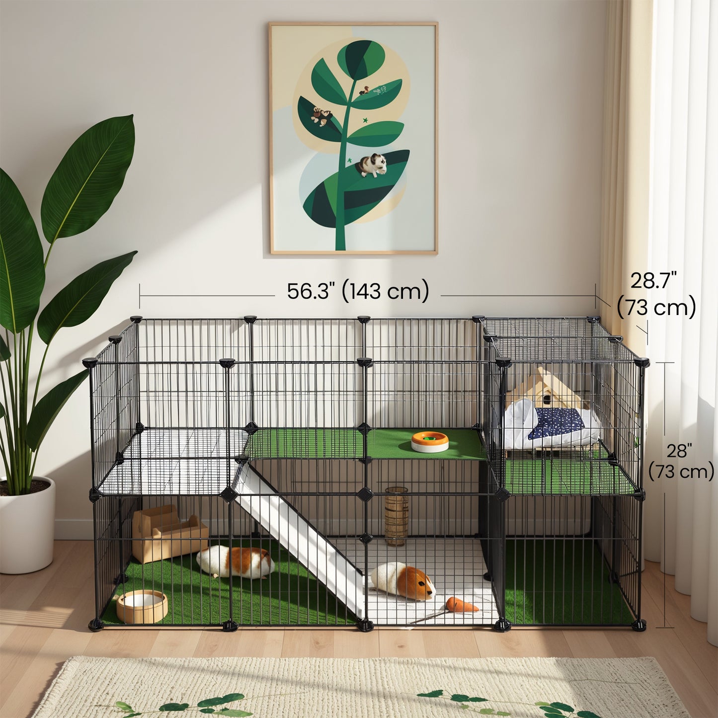 Cage pour Animaux de Compagnie à 2 Étages, à Faire Soi-Même, Clapier, Hamster, Lapin, Grille Métallique, pour l'Intérieur