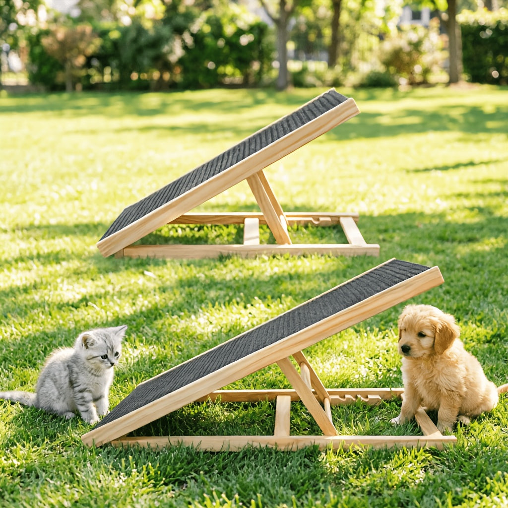 Escalier pliant réglable pour animaux de compagnie 70 cm/100 cm, rampe antidérapante pour chien et chat, réglable en hauteur, échelle portable avec structure stable, conception antidérapante sûre pour petits et moyens animaux de compagnie, aide les animau