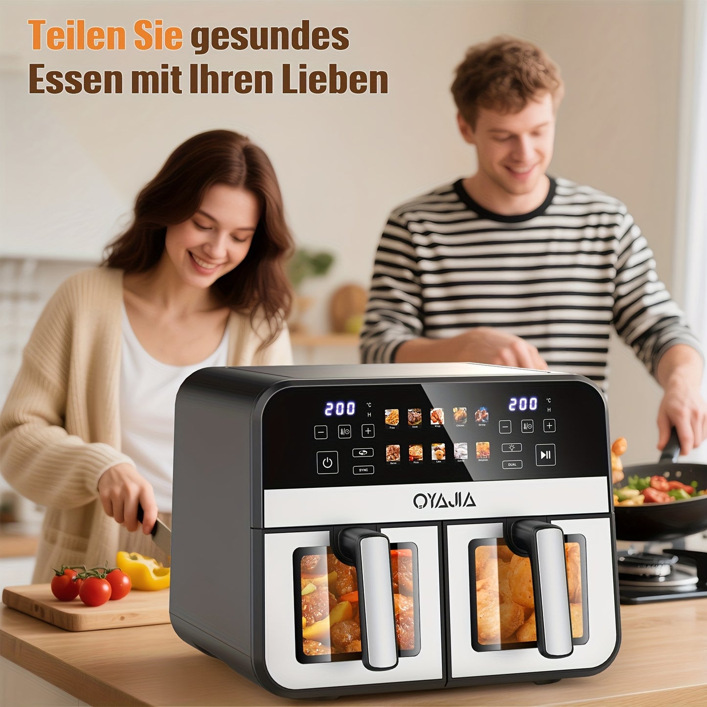 Friteuse à Air 10,5L 10-en-1 DualZone avec 2 Paniers Indépendants, Fenêtres Visibles, Cuisson Synchronisée pour Déshydrater, Dégeler, Rôtir, Cuire, Réchauffer et Plus, Repas Rapides et Faciles, Antiadhésive et Lavable au Lave-Vaisselle
