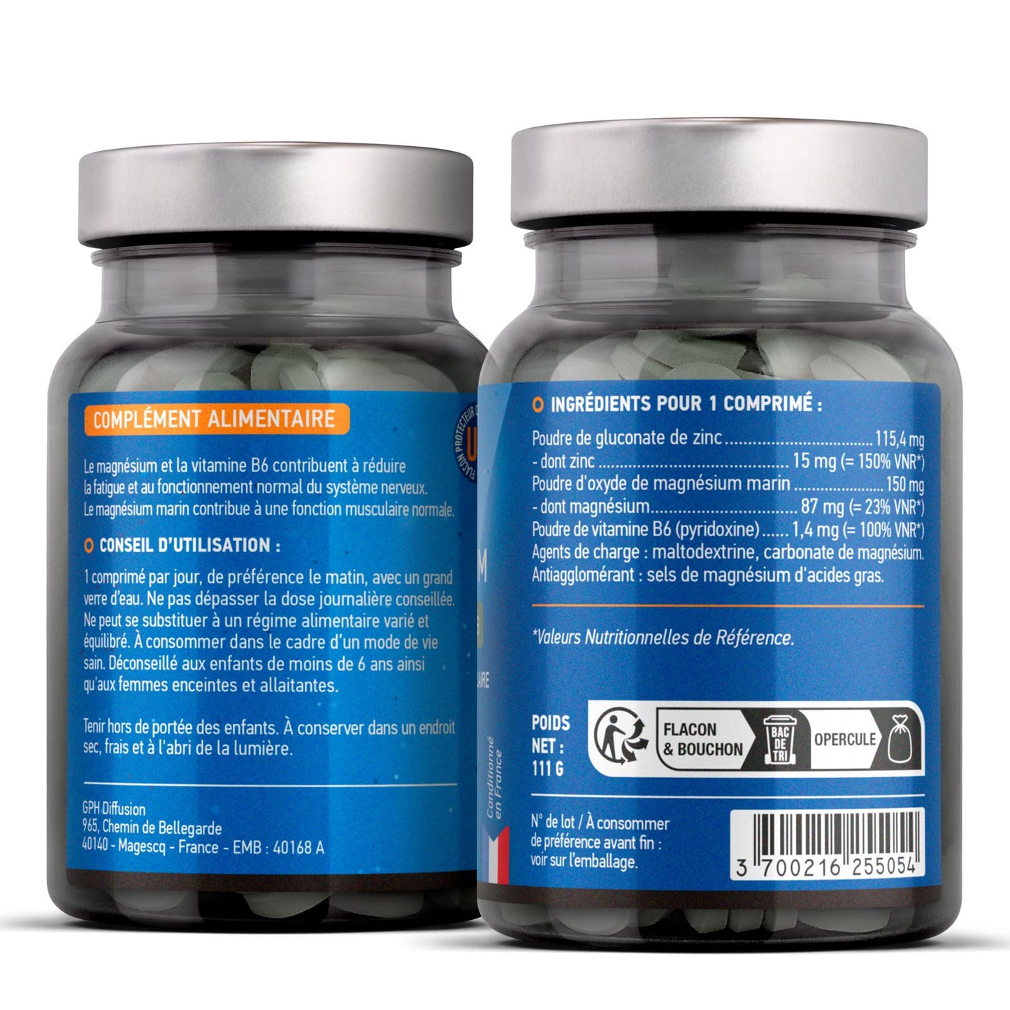 Magnésium + Zinc + Vitamine B6 - Comprimés - GPH DIFFUSION