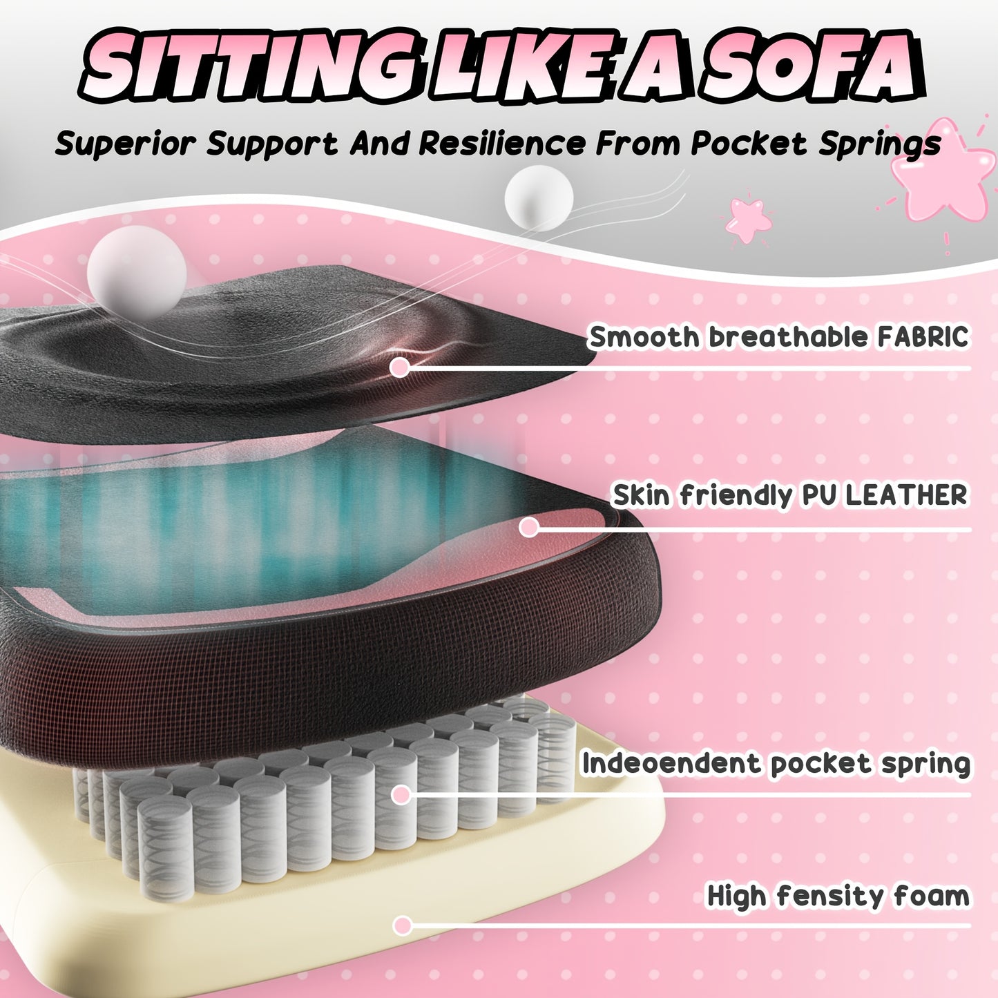 Chaise de Gaming Rose avec Coussin Lombaire Mignon en Forme d'Oreilles de Chat & Repose-Pieds Réglable - Chaise de Bureau Ergonomique pour Filles/Adultes, Capacité de 136,08 KG, Chaise de Gaming Douce avec Design Mignon de Patte de Chat, Confort Ultime !
