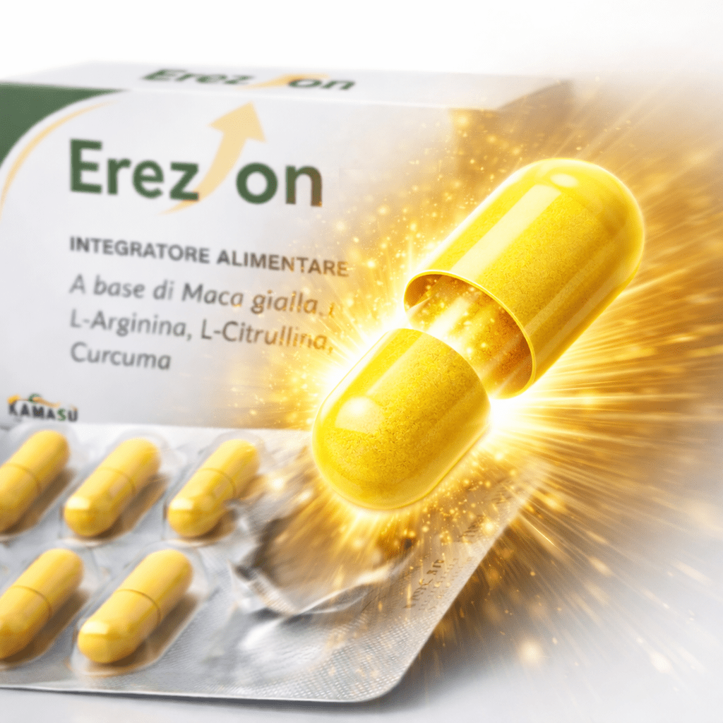 Intégrateur Homme avec Maca Jaune, Arginine, Citrulline et Curcuma - Livraison Rapide depuis le Magasin Local - 30 Capsules Fabriquées en Italie