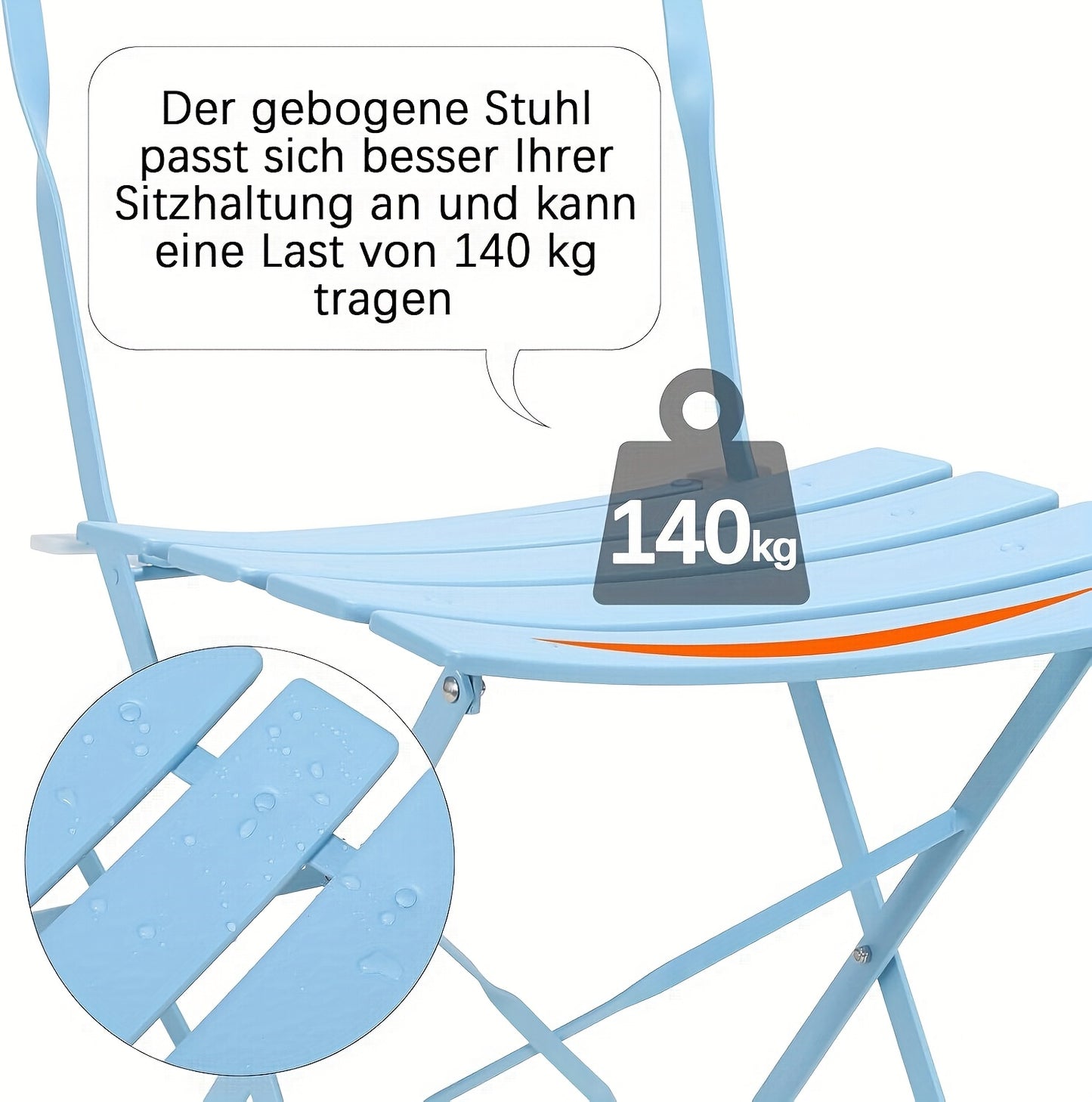 Ensemble Bistro 3 pièces, comprenant une table pliante et deux chaises de jardin, idéal pour les balcons compacts, ensemble de mobilier d'extérieur, sièges portables pour jardins et balcons