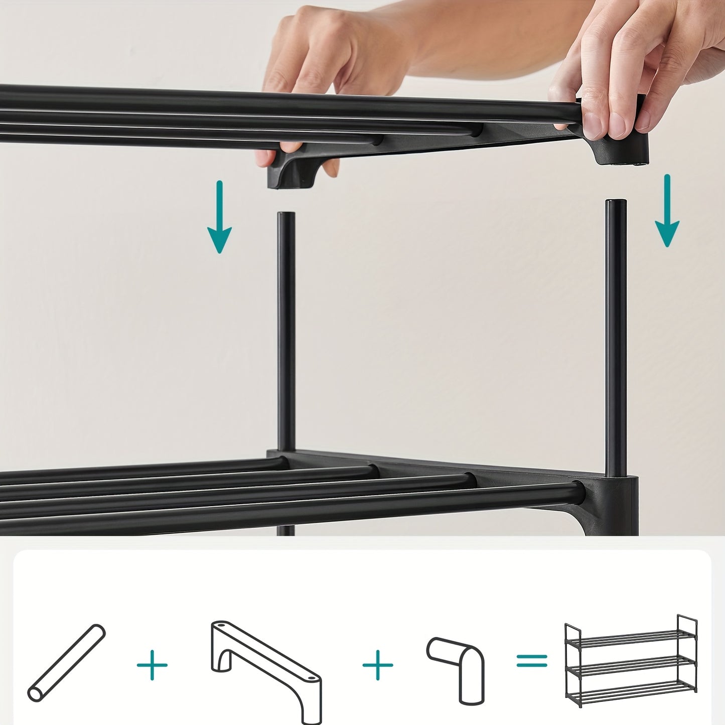 Étagère à Chaussures 3 Niveaux, Organisateur de Rangement pour Chaussures en Métal, Capacité de 12 à 15 Paires, Étagère Empilable, Pour Couloir, Salon ou Chambre
