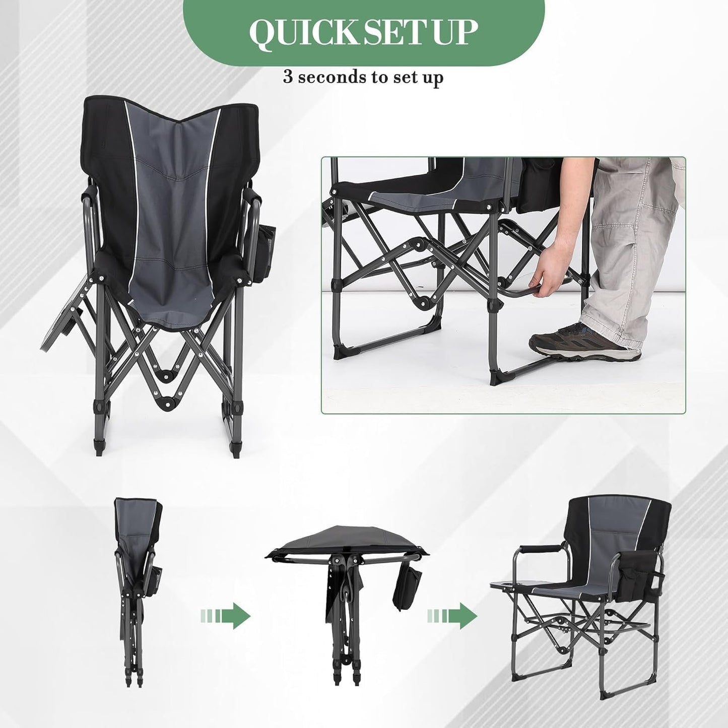 Chaise de réalisateur, Lot De 2 Noirs pour maison et assise – vue détaillée 4