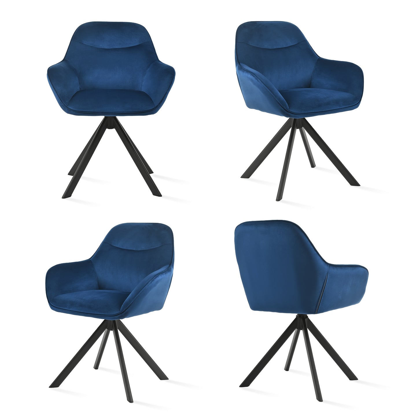 Chaises de salle à manger élégantes et contemporaines, pivotantes à 360 degrés, rembourrées avec assises épaisses, conçues de manière ergonomique pour les familles, les cafés et les restaurants - Lot de 2/ Lot de 4/ Lot de 6