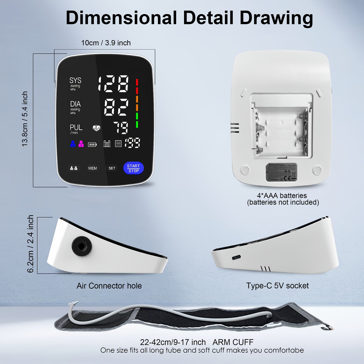 Tensiomètre numérique LED ALPHAMED, rechargeable pour véhicule et déplacements – vue détaillée 13