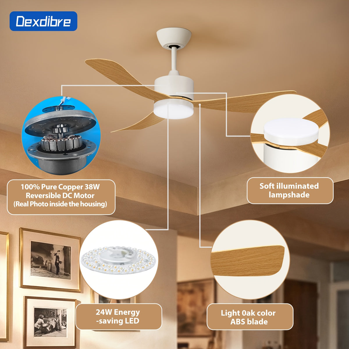 Ventilateur de plafond, coque rigide ABS pour quotidien et maison – vue détaillée 11
