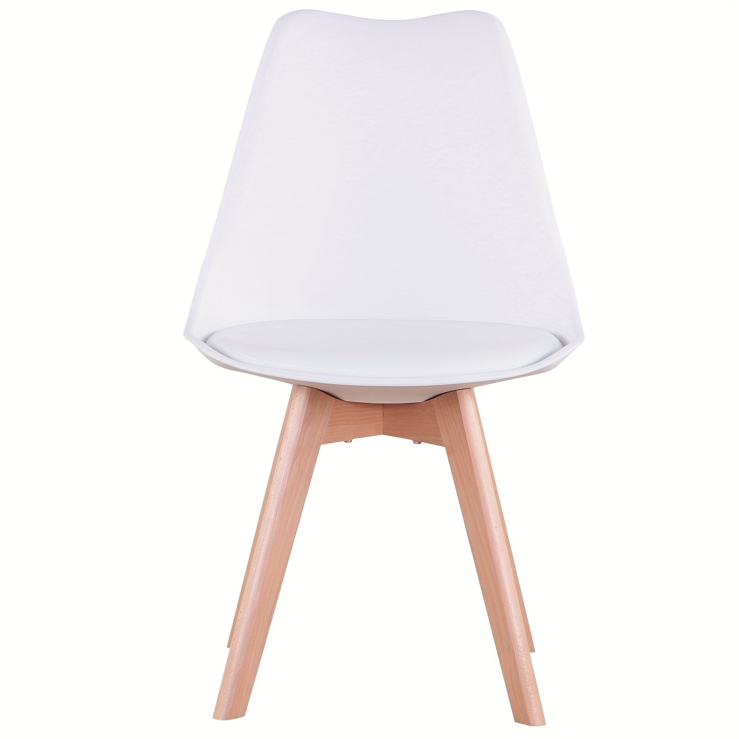 Ensemble de 6 chaises de salle à manger modernes du milieu du siècle, chaises de cuisine, chaises de bureau, chaise coquillage de designer avec coussins ergonomiques en similicuir et pieds en bois massif pour cuisine, salon, chambre à coucher, blanc