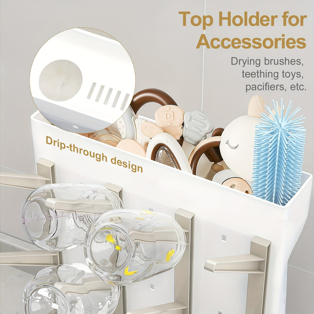 Égouttoir à bouteilles vertical - Gain de place, convient pour bouteilles et porte-pièces, égouttoir compact pour tire-lait, porte-accessoires compatible Brezza, pour station de séchage d'établi