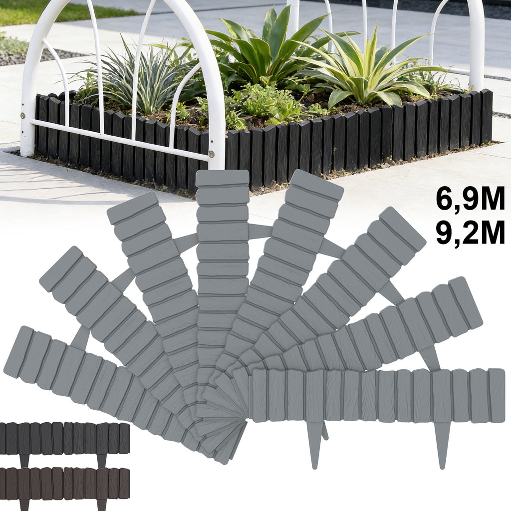 【3D】 [3D] Bordures de jardin en plastique de 6,9 m/9,2 m pour pelouses, idéales pour les parterres de fleurs, les bornes de pelouse, les clôtures en bois et les bordures de jardin en polypropylène pour les parterres de fleurs. Couleurs disponibles : Anthr