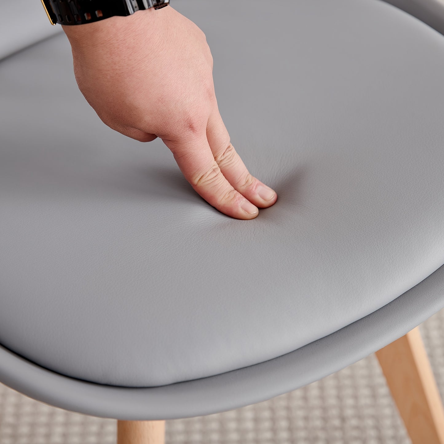 EGOONM Ensemble de 6 chaises de salle à manger, chaises de cuisine scandinaves - Design de dossier coquillage découpé, coussin en similicuir et pieds en bois de hêtre