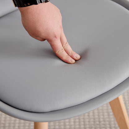 EGOONM Ensemble de 6 chaises de salle à manger, chaises de cuisine scandinaves - Design de dossier coquillage découpé, coussin en similicuir et pieds en bois de hêtre
