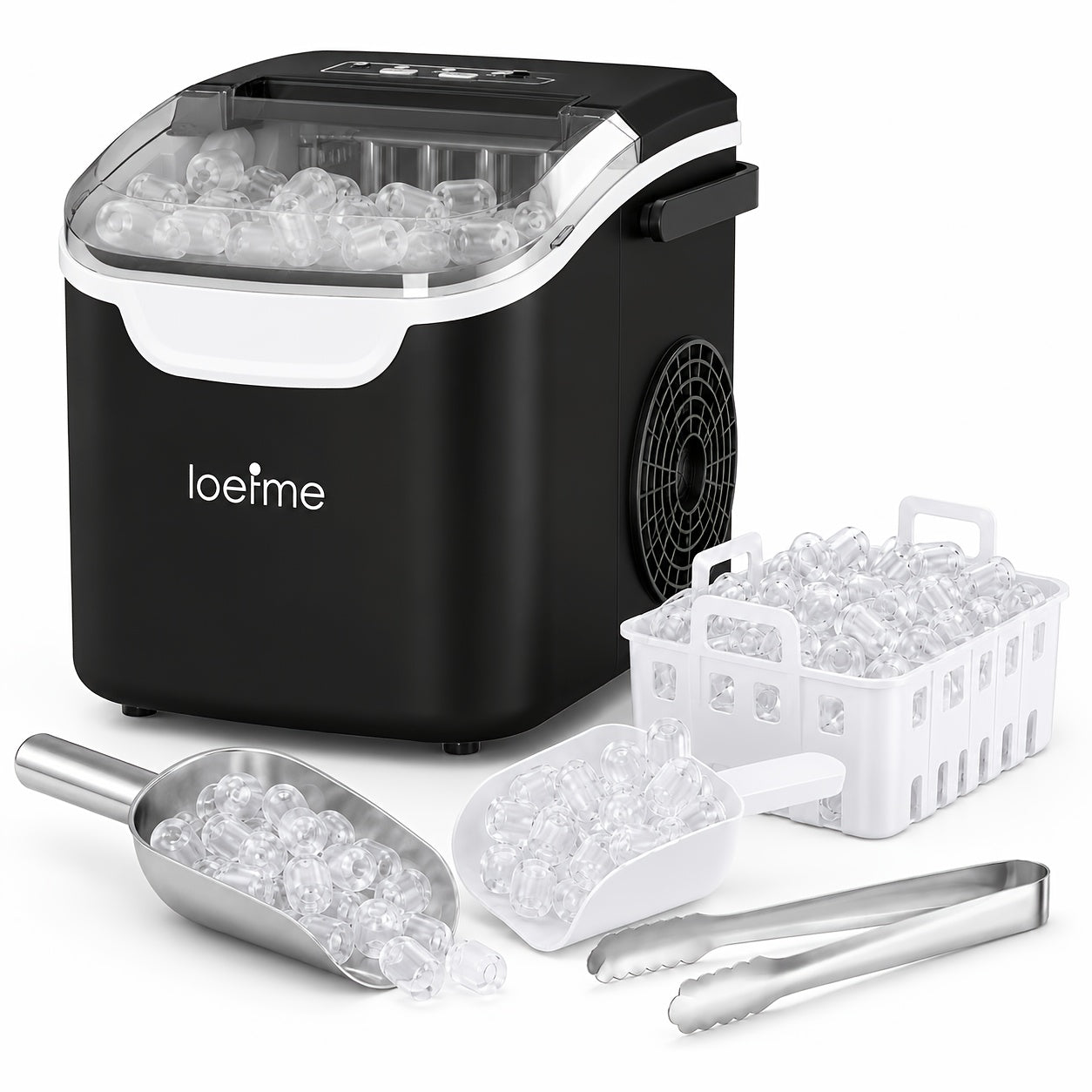 Machine à glaçons compacte en forme de balle avec réservoir d'eau de 0,8L | Produit 8 glaçons en 6 minutes | Deux couleurs disponibles, avec poignée de transport | Capacité de production de glace de 14Kg par 24 heures | Fonction autonettoyante | Idéal pou