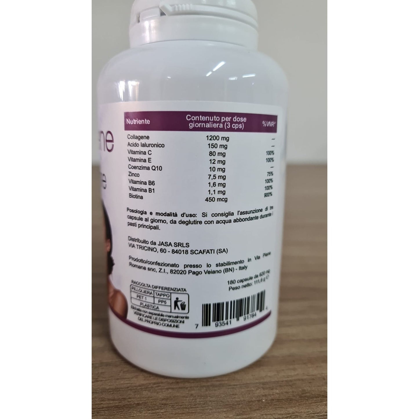 Collagène et Acide Hyaluronique 180 Gélules avec Biotine, Coenzyme Q10, Zinc, Vitamines C, E, B1 et B6 – Complément Alimentaire au Collagène