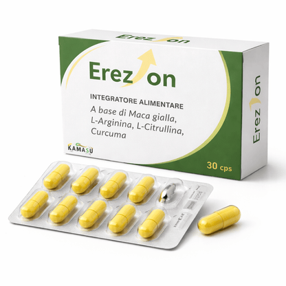 Complément alimentaire en gélules pour homme avec Maca jaune + L-Arginine + L-Citrulline + Curcuma - Fabriqué en Italie