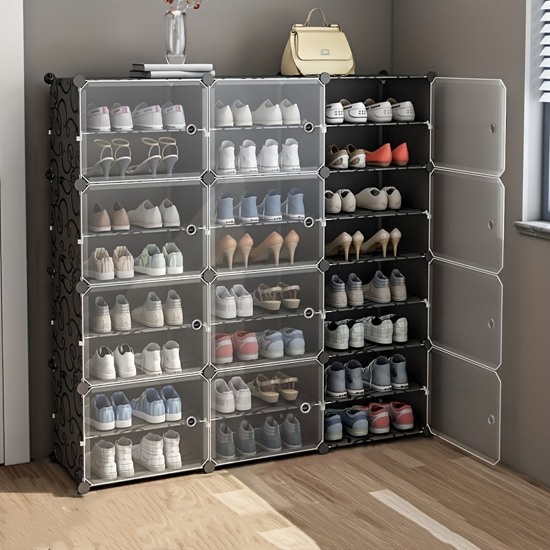 Étagère à chaussures facile, armoire à chaussures en plastique, rangement anti-poussière multicouche, convient pour l'assemblage multicouche d'étagères à chaussures dans les chambres, les halls d'entrée, les salons, les dortoirs et les portes avec de mult