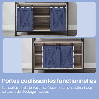 Meuble de Rangement, Buffet Cuisine, Commode, avec 2 Portes Coulissantes, 33 x 100 x 80 cm, Étagères Réglables, pour Salon