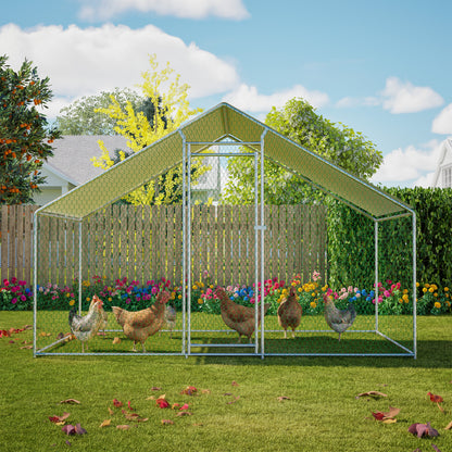 Poulailler 3X2M Cage à Poulets Enclos Extérieur pour l'Élevage en Liberté, Enclos Extérieur avec Serrure de Sécurité, Filet Revêtu et Toit en PE, Enclos pour Poulets, Canards, Lapins et Autres Petits Animaux.