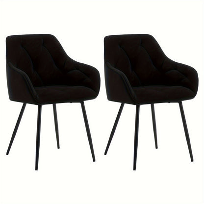 2pcs Chaise de salle à manger Chaise de cuisine Chaise de salle à manger Chaise de salon Fauteuil ergonomique Fauteuil Chaise rembourrée Siège en velours Pieds en métal