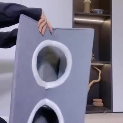 Maison pour Chat Grotte à Trois Étages Nid et Lit avec Planche de Griffoir