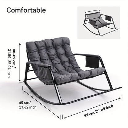 Chaise à Bascule Papasan, Chaise À Bascule Confortable avec Coussin - Design Micro-Ressort & Siège en Mousse Viscoélastique de 9,91 cm, 158,76 KG Base Industrielle pour Balcon, Coins Lecture, Confort Nuageux, Transat Extérieur, Fauteuil Inclinable, Grande