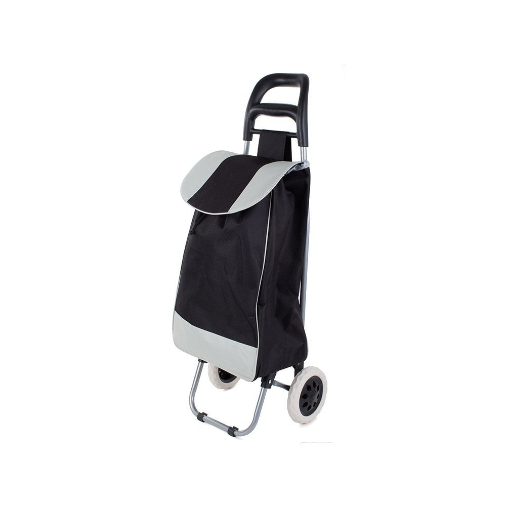Chariot de courses pliable avec roues, robuste et spacieux, avec poche et poignées, pratique pour transporter des courses lourdes, base stable, grandes roues et poignée durable, en matériau imperméable, facile à nettoyer, poche pour verrouillage ou portef