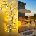 1 guirlande lumineuse féérique en branche de saule enchantée par le soleil avec une lumière blanche chaude - Lanterne suspendue de 1,8 m (5,9 pi), batterie de secours et panneau solaire (sans câblage) pour Noël, Halloween, mariage, fête en intérieur/extér
