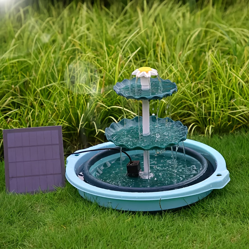 Fontaine Solaire 3.5W - Auto-circulation, Vert Foncé - Fontaine à Pompe Solaire Fraîche et Belle, Caractéristique d'Eau Extérieure Facile à Assembler & Mangeoire à Oiseaux, Styles pour Bassin de Jardin, Bain d'Oiseaux, Fontaine, Aquarium