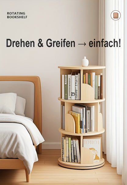Étagère à livres rotative à 360°, 1 pièce, 3/4/5 niveaux, diamètre 46×H160cm, étagère de rangement peu encombrante pour salon, chambre, bureau, design moderne