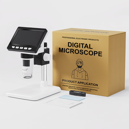 Microscope numérique HD professionnel avec grossissement 1200x et système 8-LED, USB/piles - Convient pour PC, compatible pour PC, pour réparation électronique, soudure, inspection de pièces de monnaie, microscope de laboratoire de joaillerie pour explora