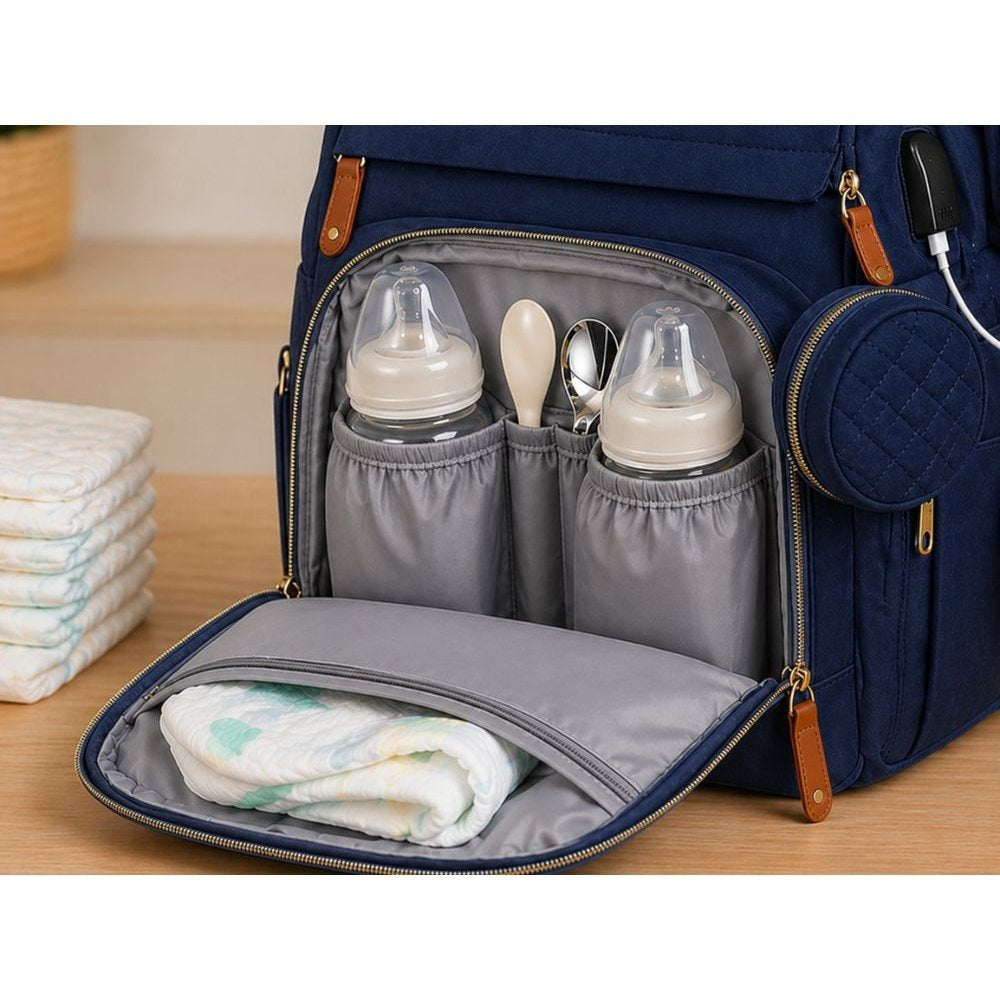 Sac à dos Maman avec lit et USB, Sac à dos multifonctionnel pour parents avec organisateur, Grand sac à dos de voyage avec fonction lit pour enfants, Sac à dos pratique pour la marche et les voyages, Lit pliable avec matelas, Sac à dos quotidien spacieux