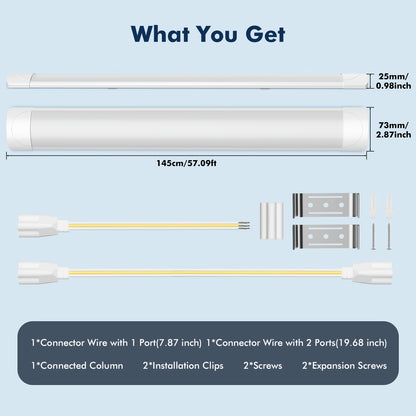 Bandes lumineuses LED 60,96 cm 91,44 cm 121,92 cm 152,4 cm, tube lumineux à profilé, lumière d'épissure pour bureau, magasin, garage, plafond, pièce, blanc froid, blanc neutre, tube lumineux LED, luminaire de plafond LED pour garage, magasin, couloir, bur