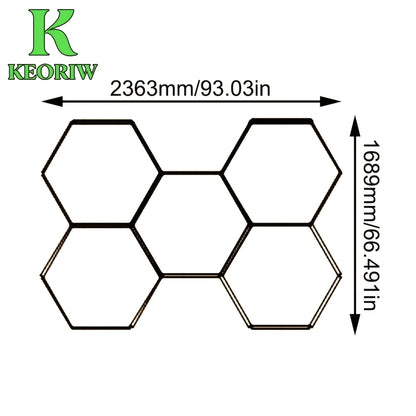 KEORIW Lampe de Garage Hexagonale en Nid d'Abeille Blanc Froid 6500K Super Lumineuse Tube DIY Installation Facile Convient pour Garages, Ateliers 4S, Lavages de Voitures, Salles de Sport, Bureaux et Éclairage Domestique Simple